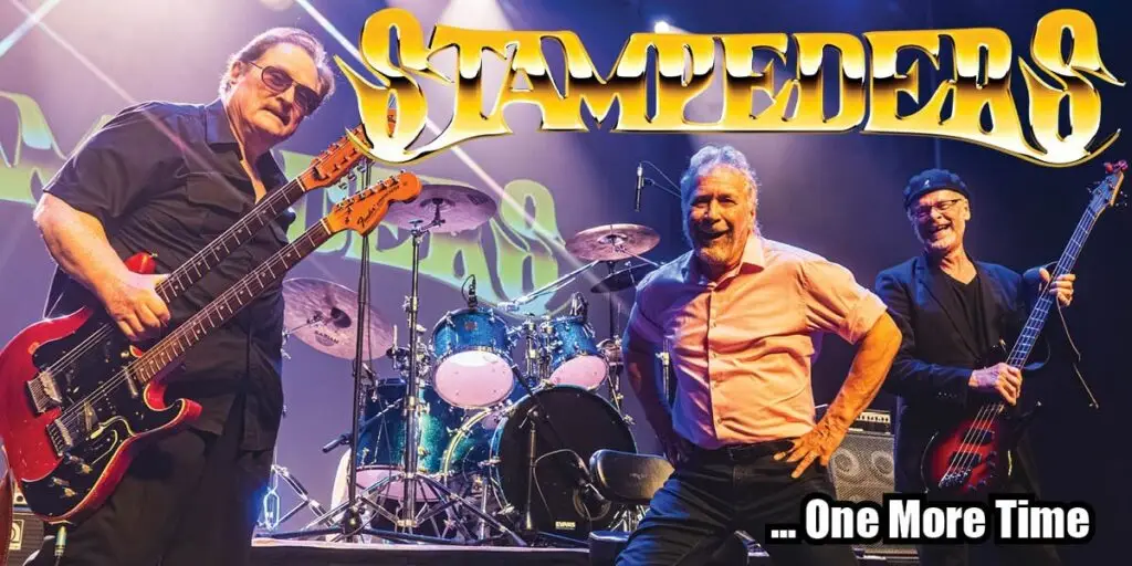 The Stampeders performing live on stage with guitars and drums, Ontario Tour 2026