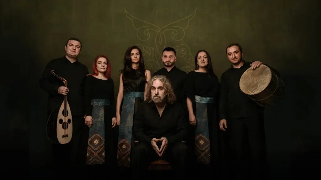 The Naghash Ensemble of Armenia — seven musicians with oud and dhol in official press portrait