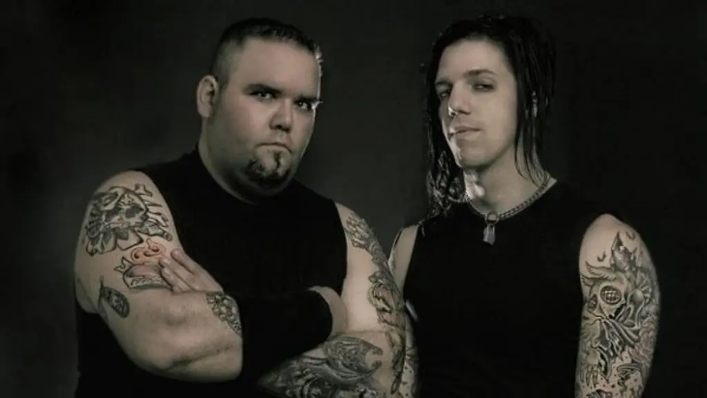 Blitzkid horror punk duo in dark atmospheric promotional photo for their Modern Hel Tour