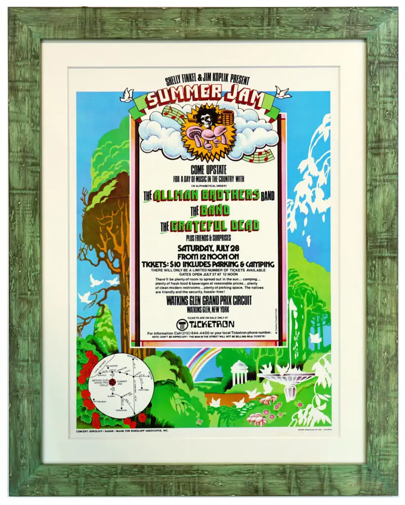 Original 1973 Summer Jam at Watkins Glen concert poster