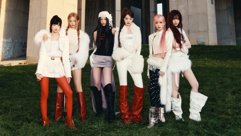 IVE six-member K-pop group in high-fashion styling for the SHOW WHAT I AM World Tour 2026