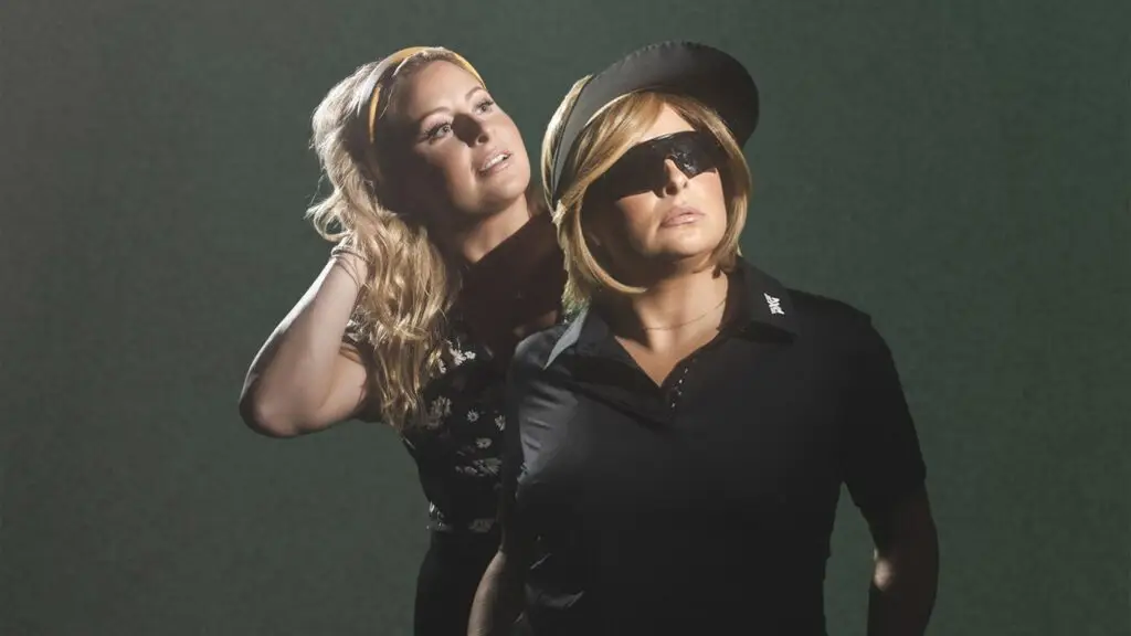 Becky Robinson in character as her viral 'entitled golfer' persona, The Beasts in Me Tour promo shot