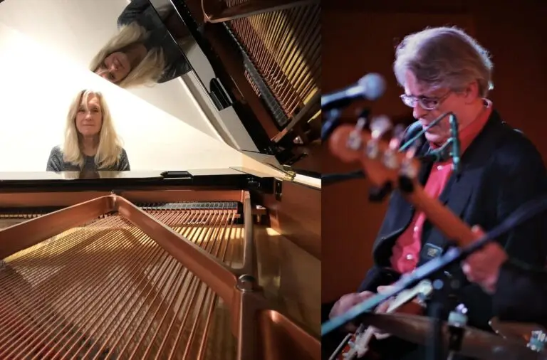 Bees Deluxe pianist Carol Band at grand piano and co-headliner performing live at Colony Woodstock
