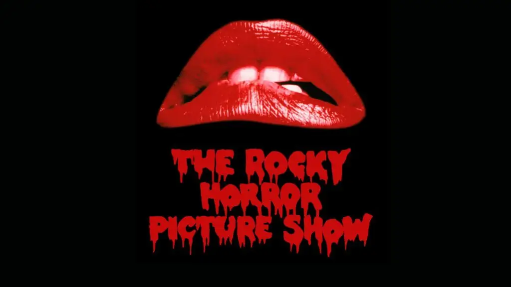 The Rocky Horror Picture Show iconic red lips and title logo, official tour promotional artwork