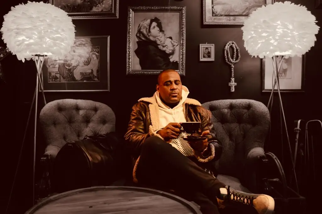 Glen David Andrews, New Orleans jazz trombonist and Tremé native, in a moody press photo