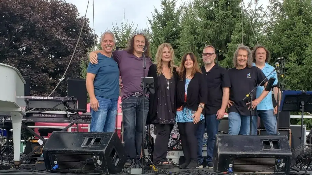 Gypsy Queen seven-piece band on outdoor stage at Dunkirk Summer on the Lake festival