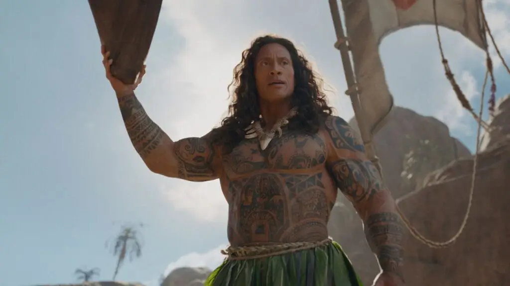 Dwayne Johnson as Maui in Disney's live-action Moana, screening at The Port Theatre Cornwall