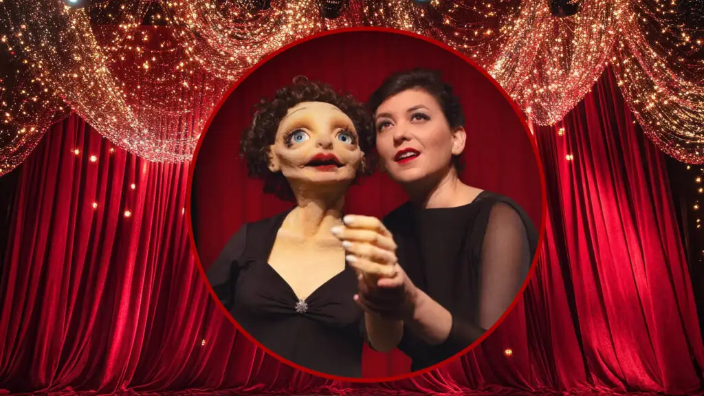 Yael Rasooly with theatrical puppet performing Come to the Cabaret! Paris and Weimar Berlin at Mahaiwe