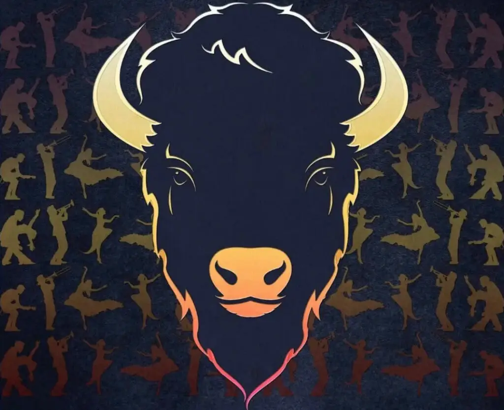 Buffalo's The Last Waltz Live 2026 official event artwork — golden bison with musician silhouettes