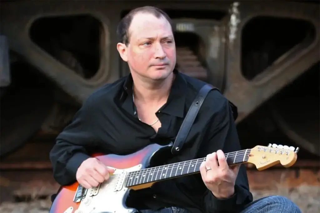 Murali Coryell with his Fender Stratocaster, press photo for The Coryell/Butterfield Blues Project